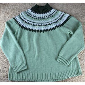 croft & barrow Green Fair Isle Mock Turtleneck Sweater